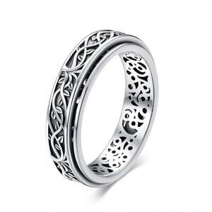 Sterling Silver Tree of Life Spinner Ring for Women 8 - Fidget Jewelry Gift